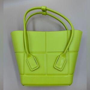 Bottega Veneta Arco Mini Rubber Tote Handbag in Lime or Kiwi